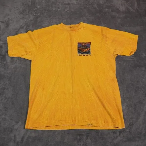 Vintage Crazy Shirts Kilauea Shirt Mens XL Gold‎ Yellow Lava Volcano Hawaii - Picture 2 of 11